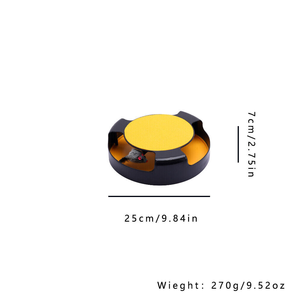 US 1-2 Pack Interactive Toys Cats Mouse Moving Round Scratch Pad Pet Fun Kitten