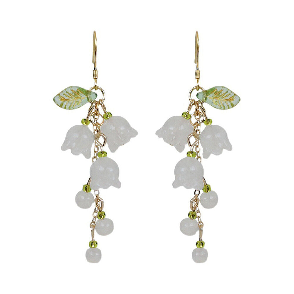 US Lily Of The Valley Chandelier Earrings Flower Floral Handmade Hook Earrings