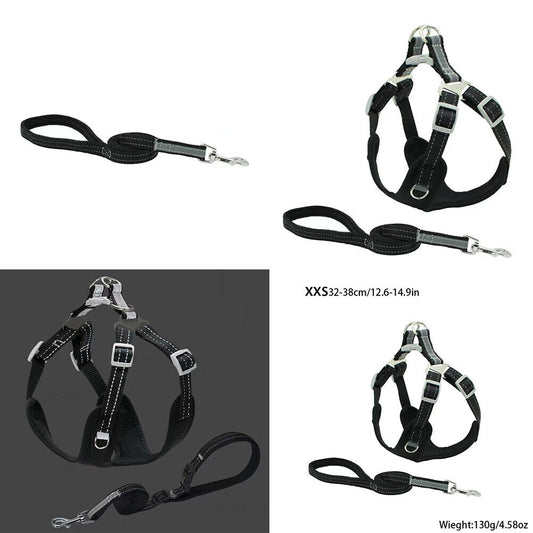 US Reflective Dog Vest Harness Leash Collar Set No Pull Adjustable for XXS-L