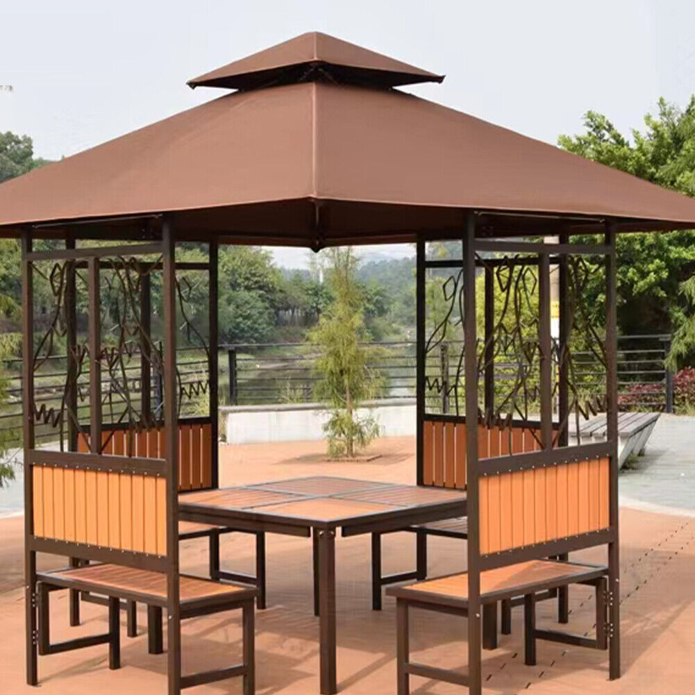 US 10'x10' Waterproof Gazebo 1 2Tier Top Replacement Canopy UV Sunshade Cover