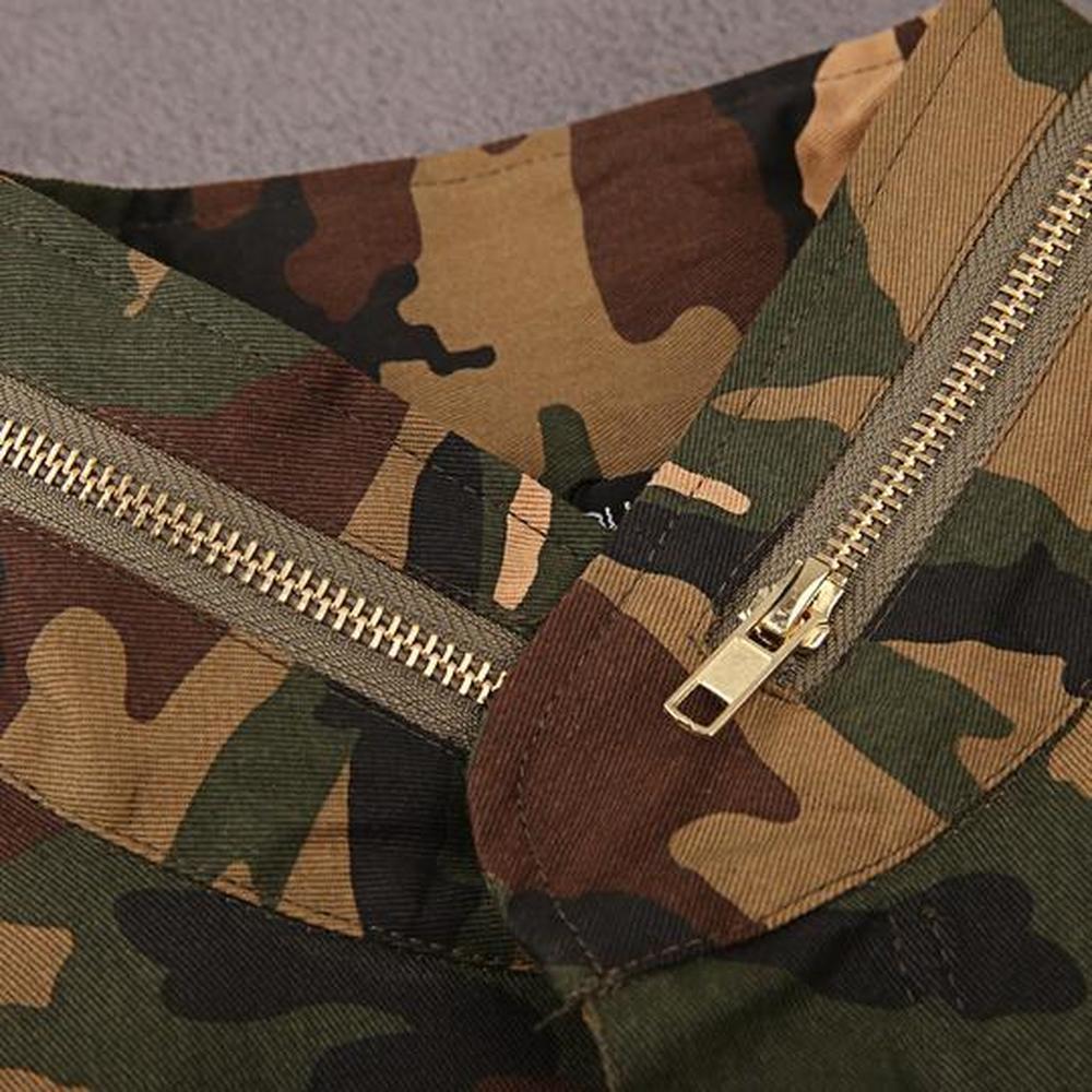 Haoduoyi Long Sleeve Camouflage Collar Pocket Jacket