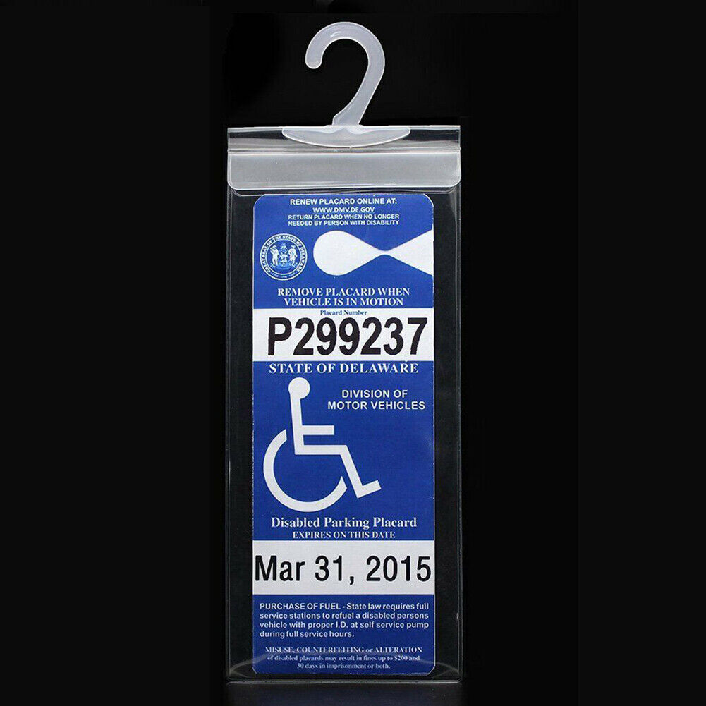 US Handicap Placard Holder Disabled Parking Permit Protector Mirror Tag Hang