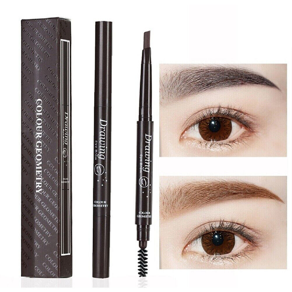 US 4-8 Pack Waterproof Eyebrow Pencil Retractable Slant Tip Brush Double-ends