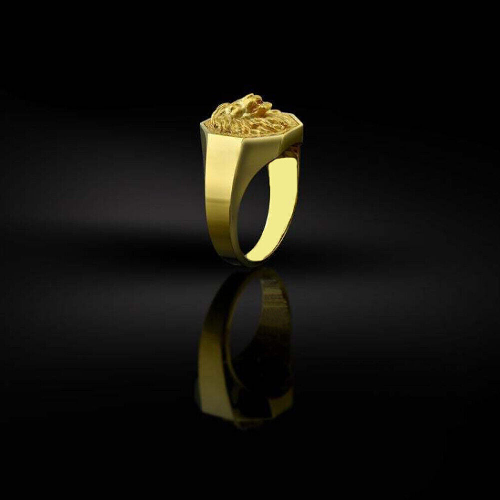 US 2-4 Pack Men Gold Plated Stainless Steel Lion Head of Judah Ring