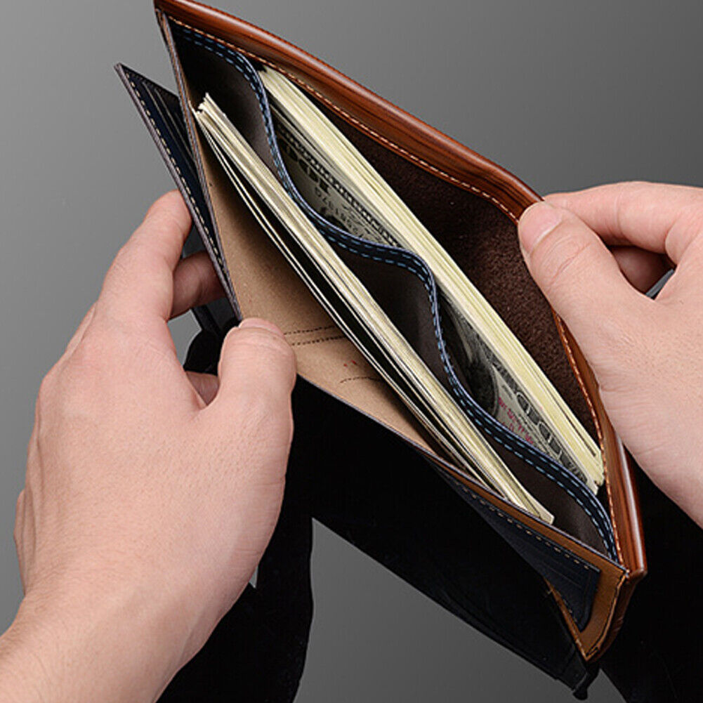 US 1-2 Pcs Men Bifold Leather Credit ID Card Holder Wallet Billfold Purse Clutch