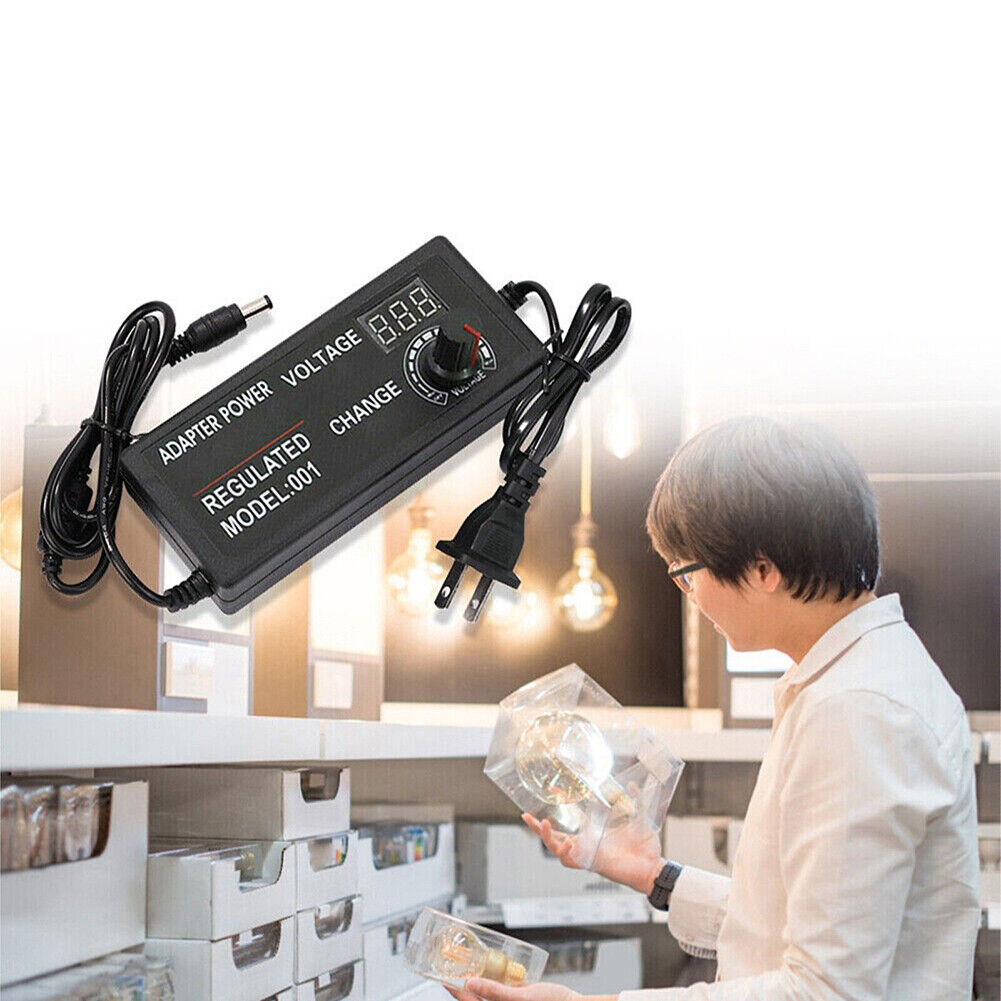 US 1-2 Pcs Universal Adjustable AC DC Supply Adapter Charger LED 3V-24V Display