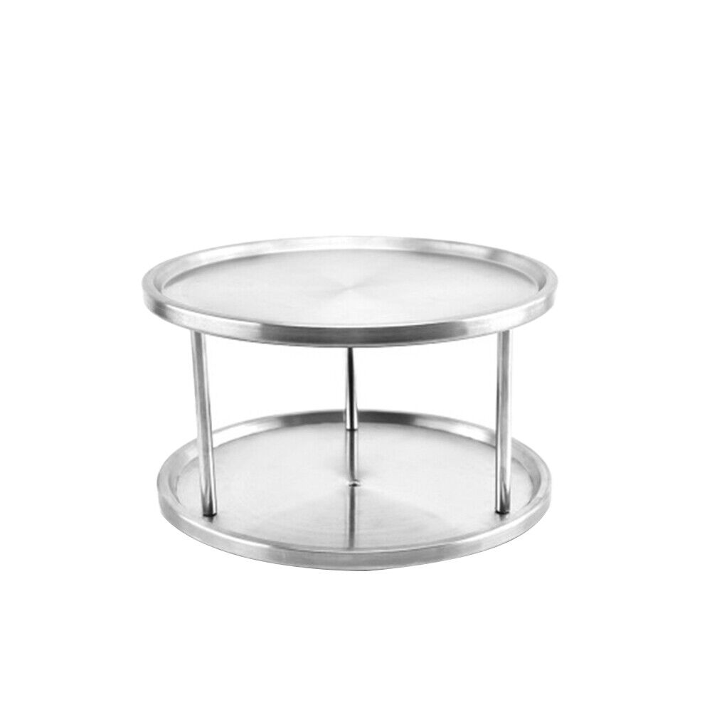 US 1-2 Pack 2 Tier 360° Turntable Kitchen Spice Organizer Rack for Cabinet 10.5"