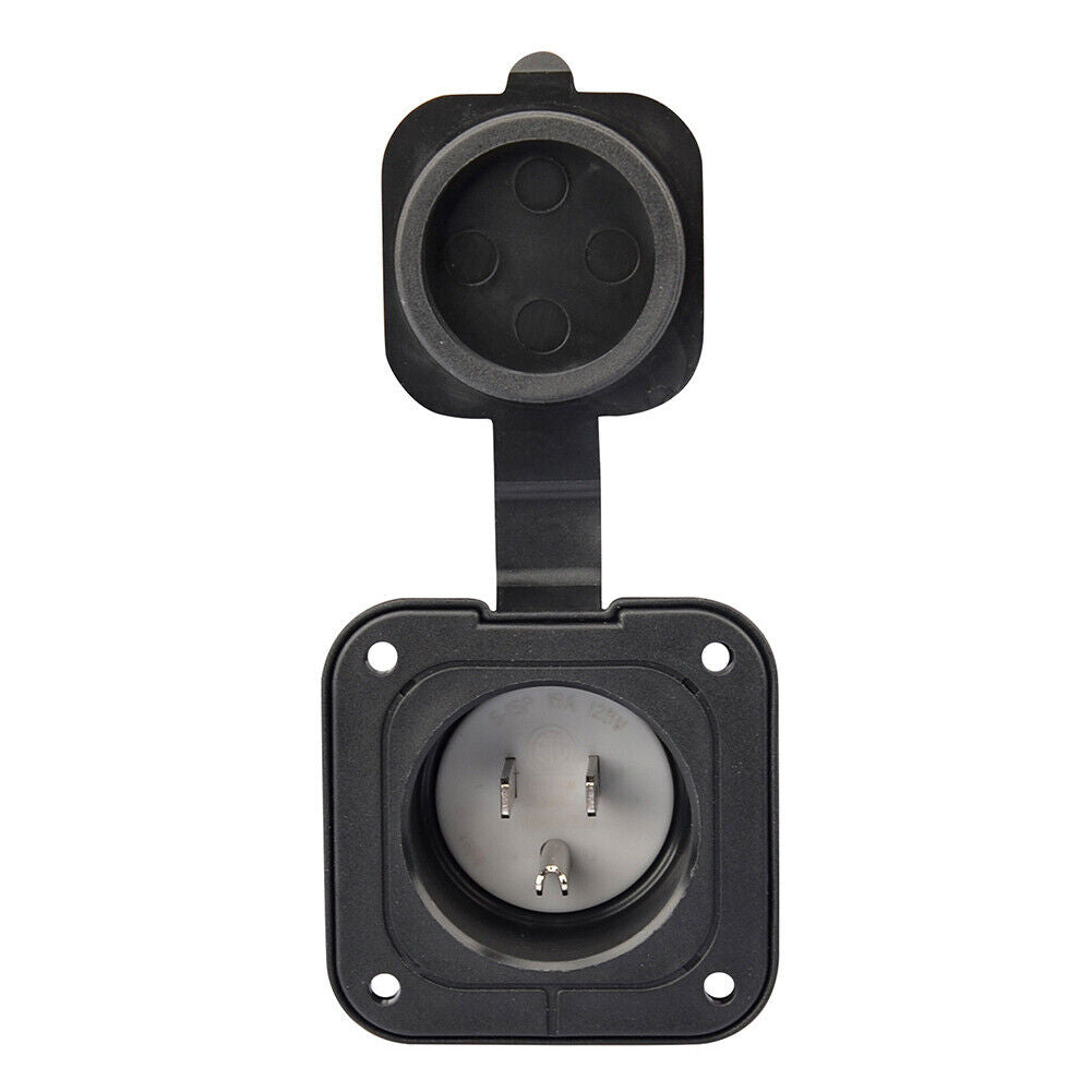 2Pc 125/250V 15 Amp Flanged Power Inlet Receptacle RV Plug NEMA 5-15P Connector