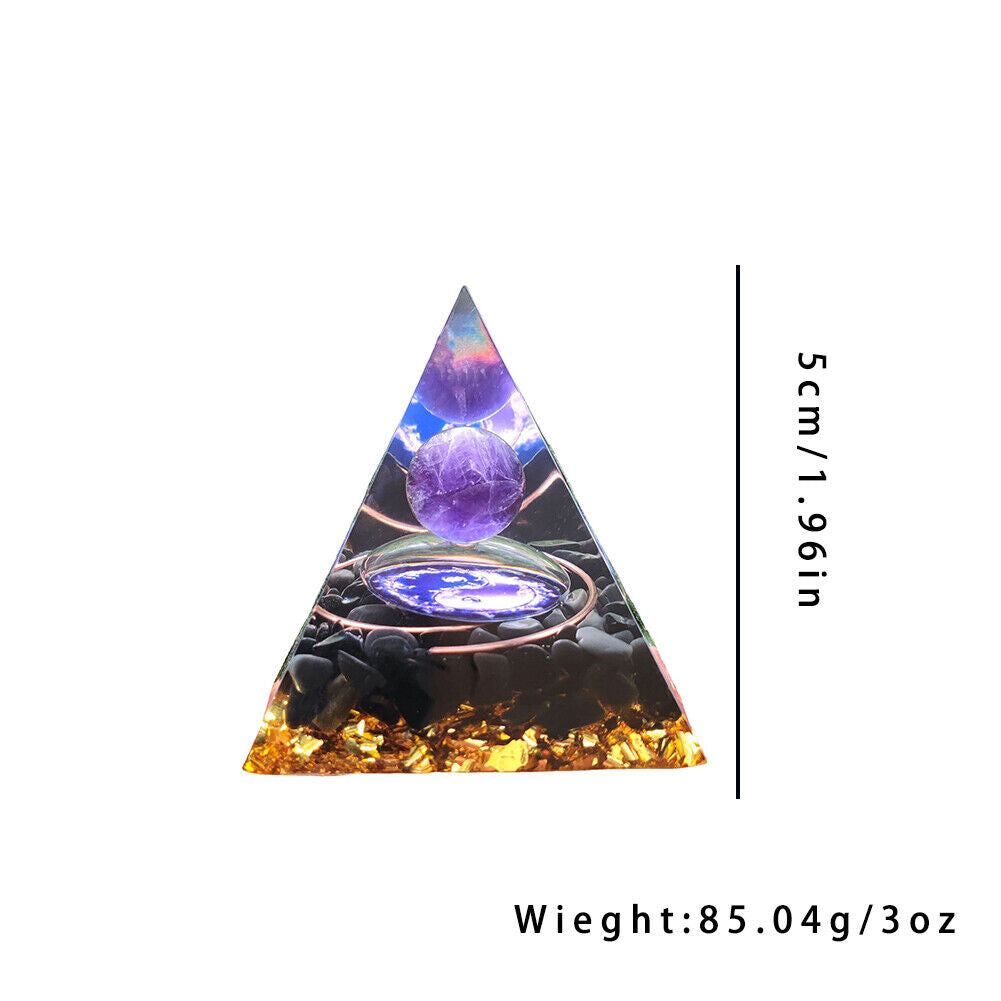 US 1-2 Pack Orgonite Pyramid Amethyst Peridot Healing Crystal Energy Orgone EMF