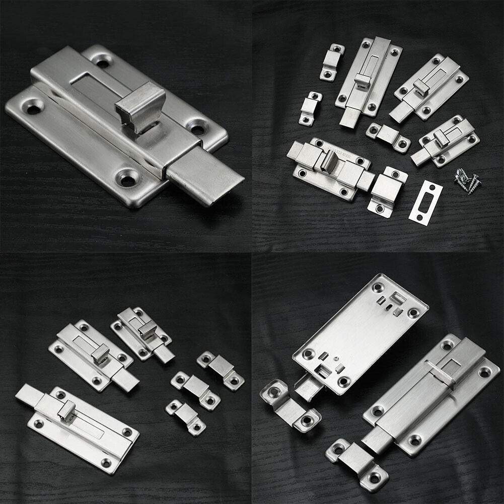 US 4-8 Pack Door Bolts Stainless Steel Latch Sliding Lock Surface Slide Keyless