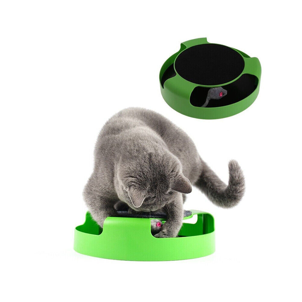 US 1-2 Pack Interactive Toys Cats Mouse Moving Round Scratch Pad Pet Fun Kitten
