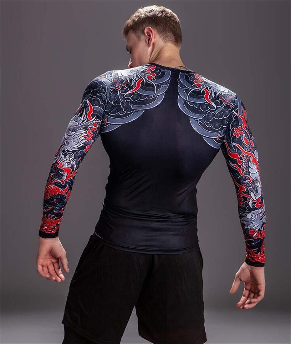 Men's Novelty Cycling Compression Top Long Sleeve Shirt Tattoo Pattern Fall Gear