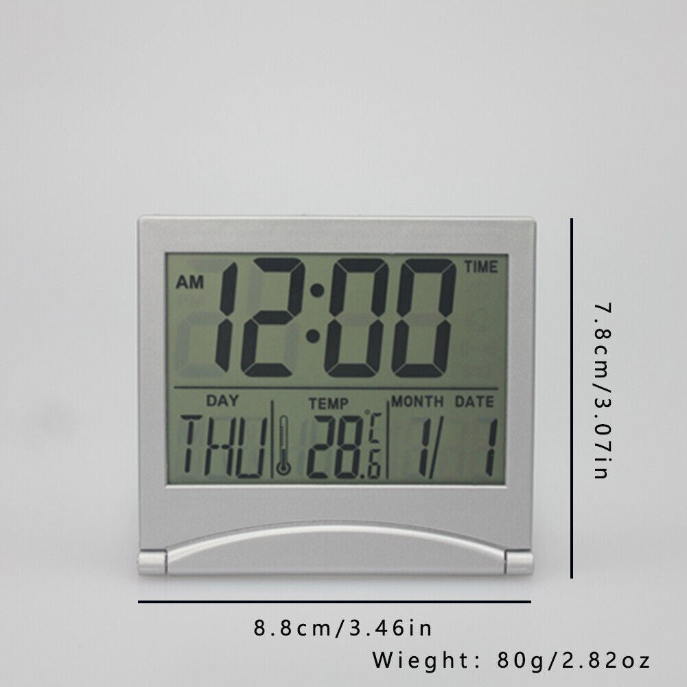 US 2-4 Pack Digital Travel Alarm Clock Large Number Foldable LCD Compact Display