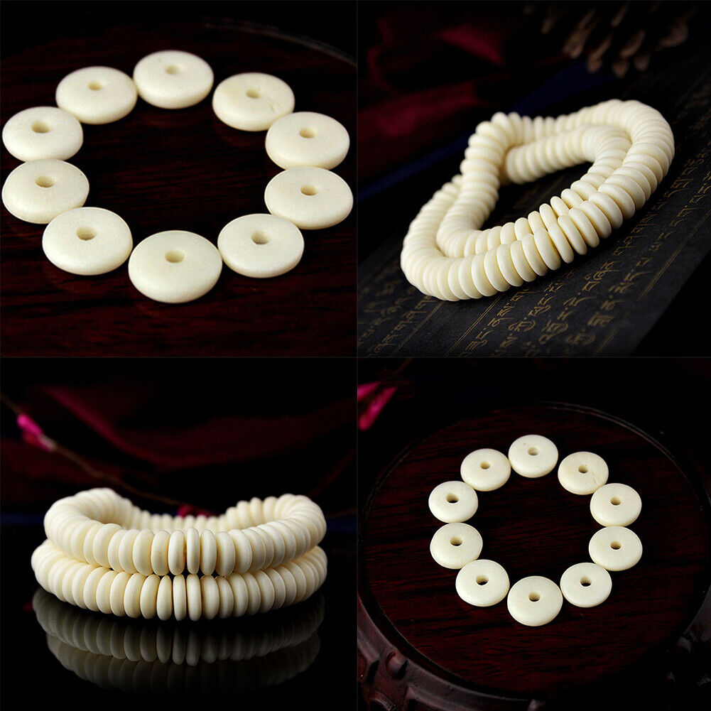 US 100 Pack BoneBeads White/Off White Ox Flat Disc Rondelle Beads 3*8mm