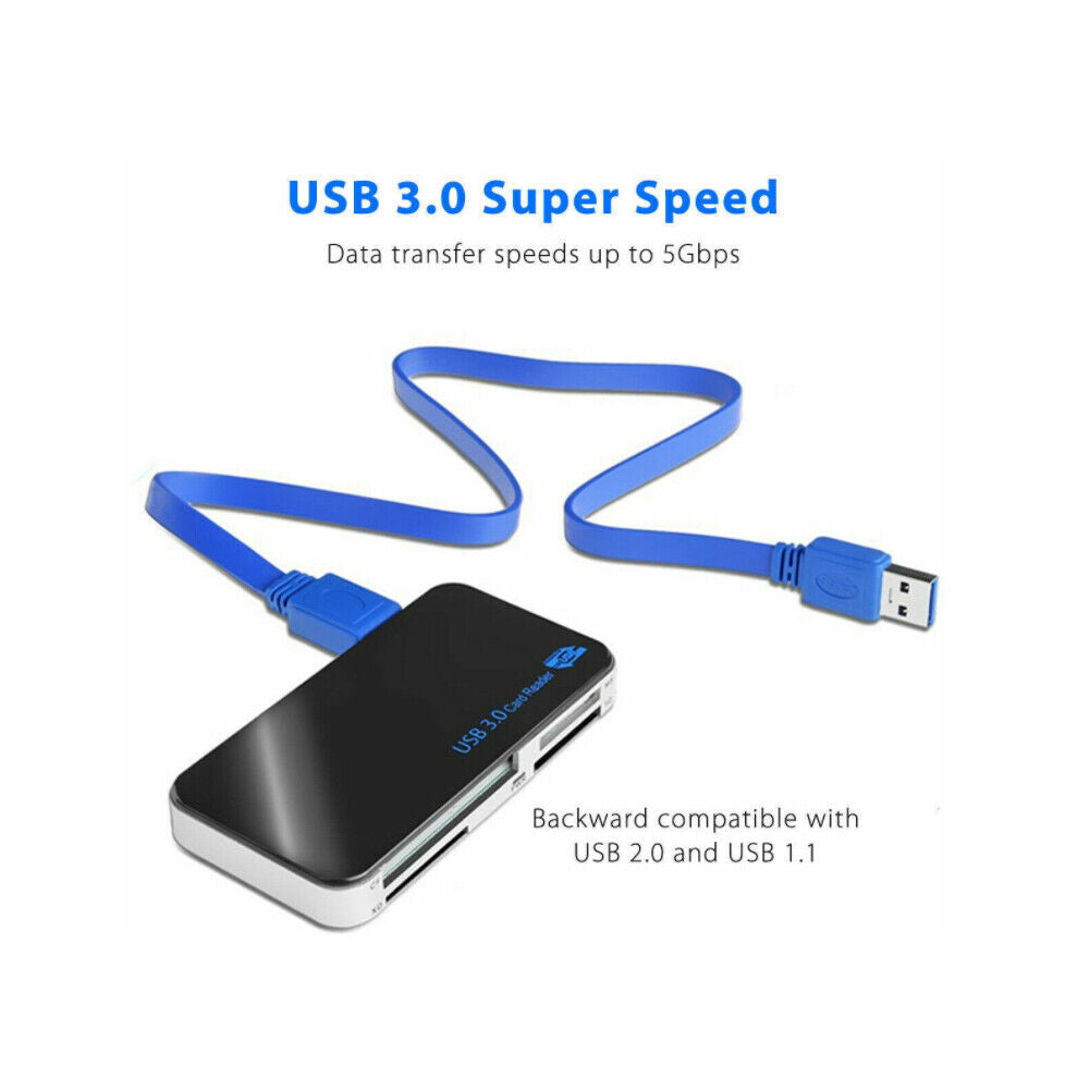 US USB 3.0 Memory Card Reader Adapter 5Gbps CF/TF/SD/Micro SD/XD/M2/MS Card