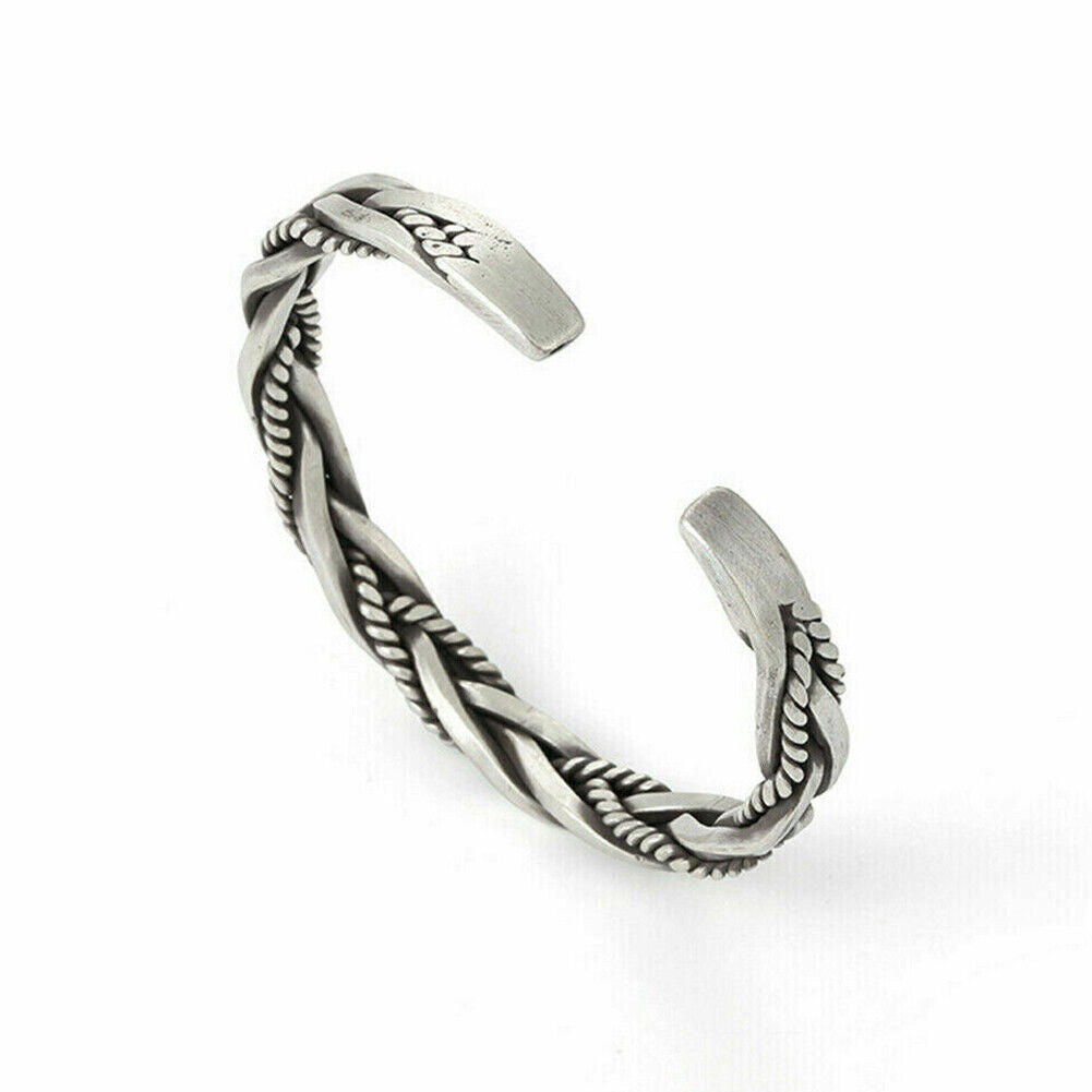 US 2-4 Pcs 925 Sterling Silver Bracelet Open Handmade Vintage Twist Cuff