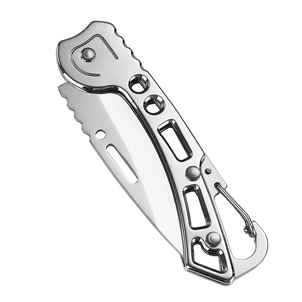 US 2-4 Pc Outdoor Camping Fold Knife EDC Pocket Survival Folding Knife Carabiner