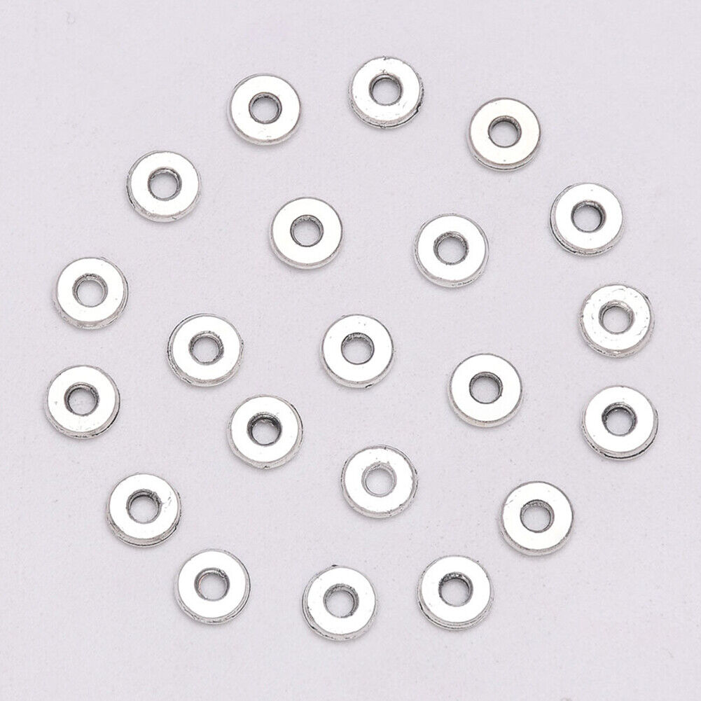 US 100-200 Pack Tibetan Silver Alloy Gossy Antique Spacer Beads with Hole 6*2mm