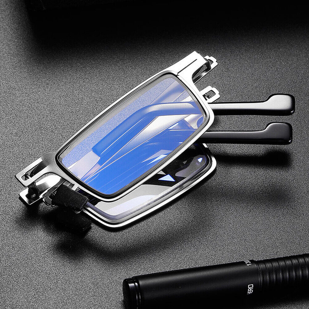 US 2-4Pairs Foldable Light Titanium Material Screwless Anti-Blue Reading Glasses