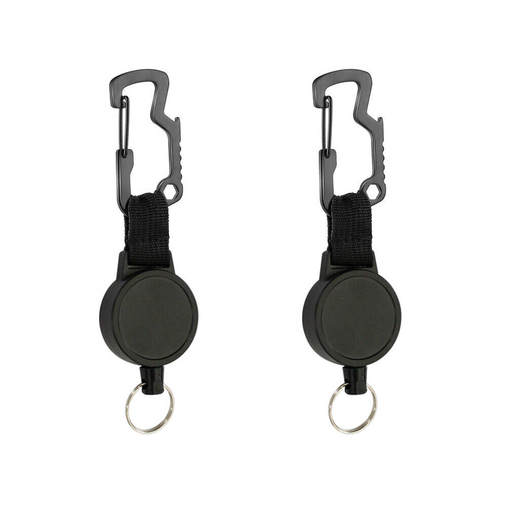 US 1-2Pc Retractable Key Chain Multifunctional Carabiner Badge Holder Anti Lost