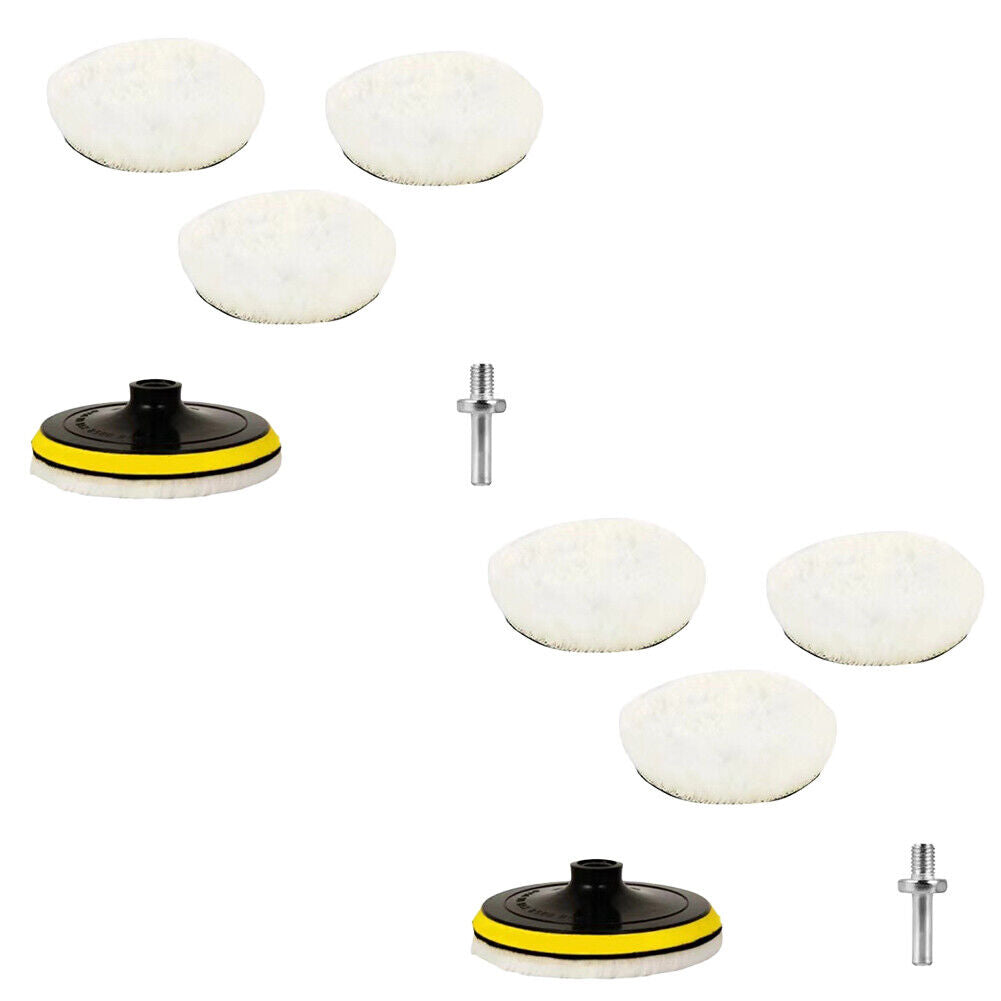 US 5-10Pc 6" Buffing Polishing Pad Wool Wheel Mop For Car Polisher Drill Adapter