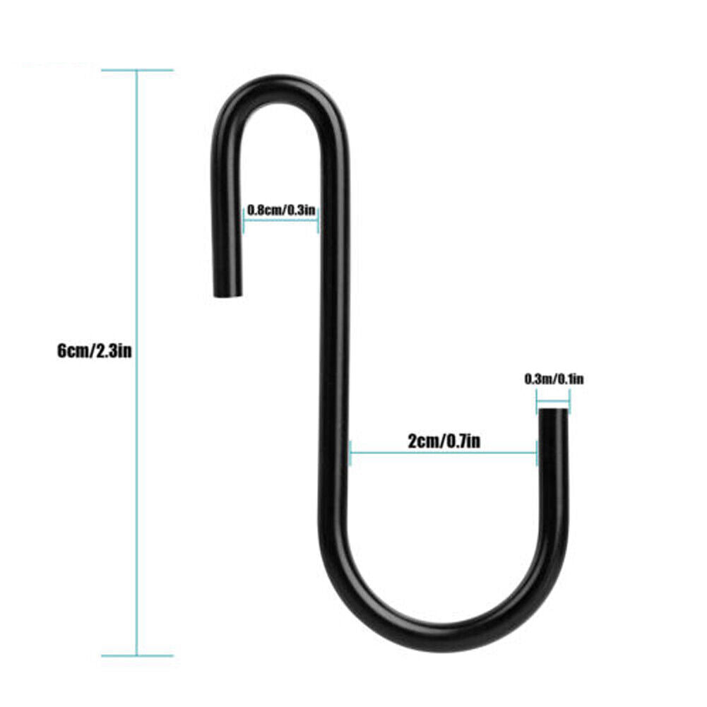 US 50-100 Pack Heavy Duty S Hooks Multi-Use Hanger Pan Pot Holder Rack Stainless