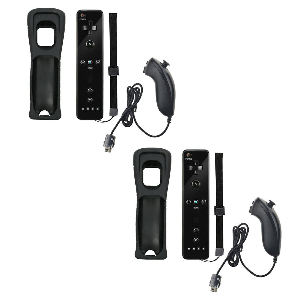 US Built in Motion Plus Remote Controller Nunchuck + Case For Nintendo Wii/Wii U