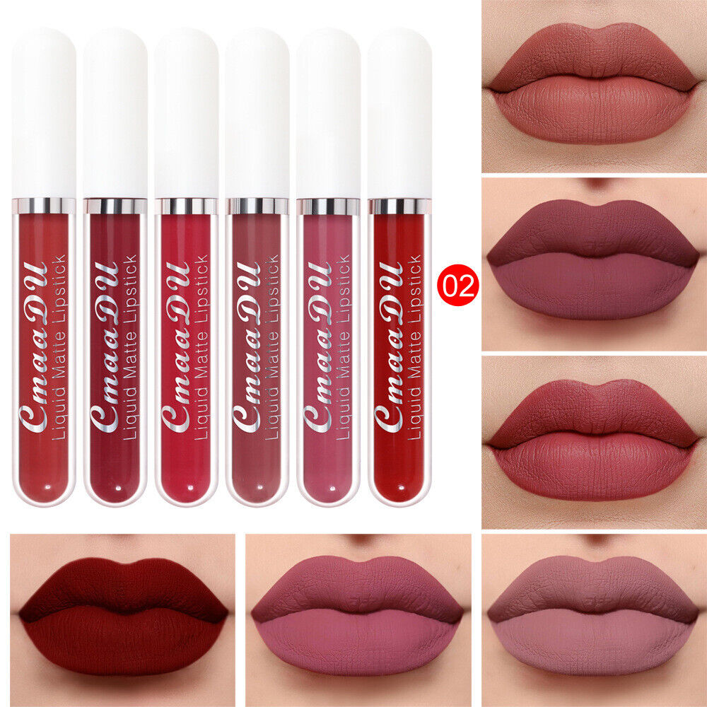 US 6-12 Pack Set Lipstick Matte Finish Liquid Lip Gloss Long Lasting Waterproof