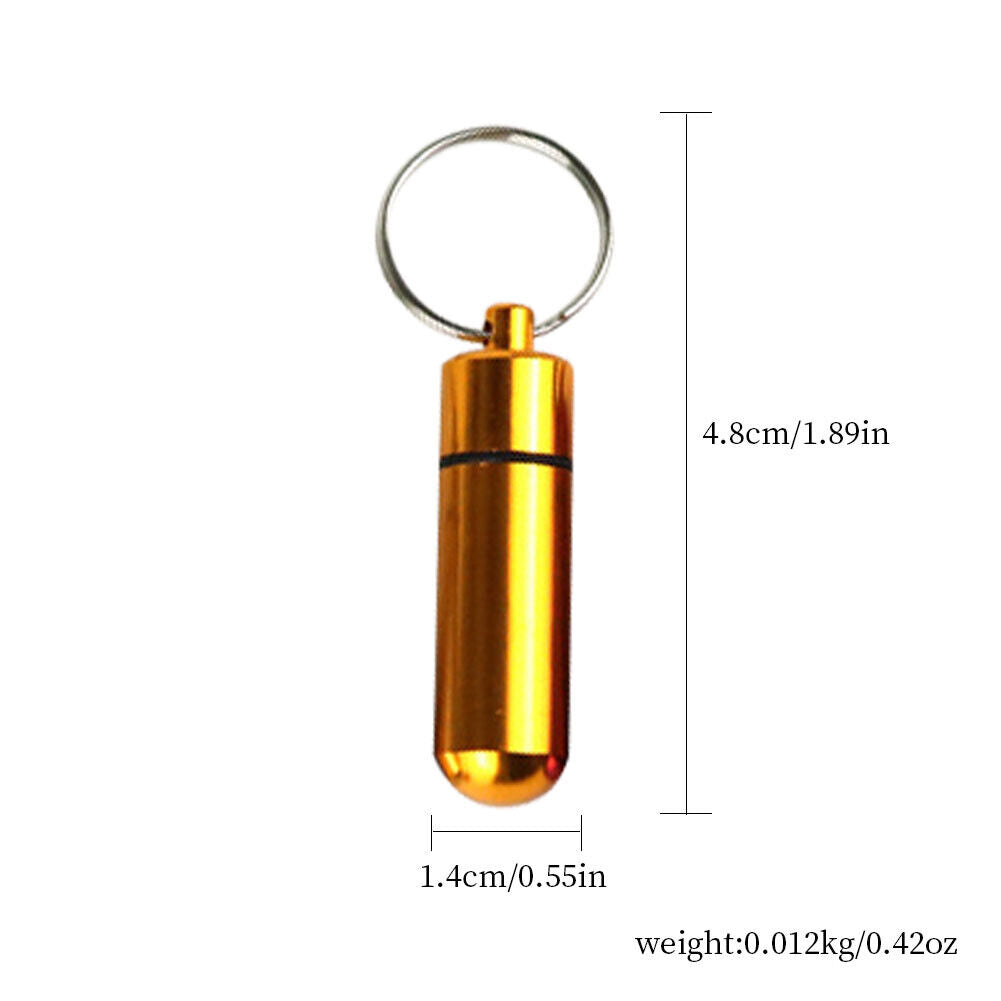 US 6-12 Aluminum Metal Pill Box Case Organizer Keychain Outdoor Medicine Bottle