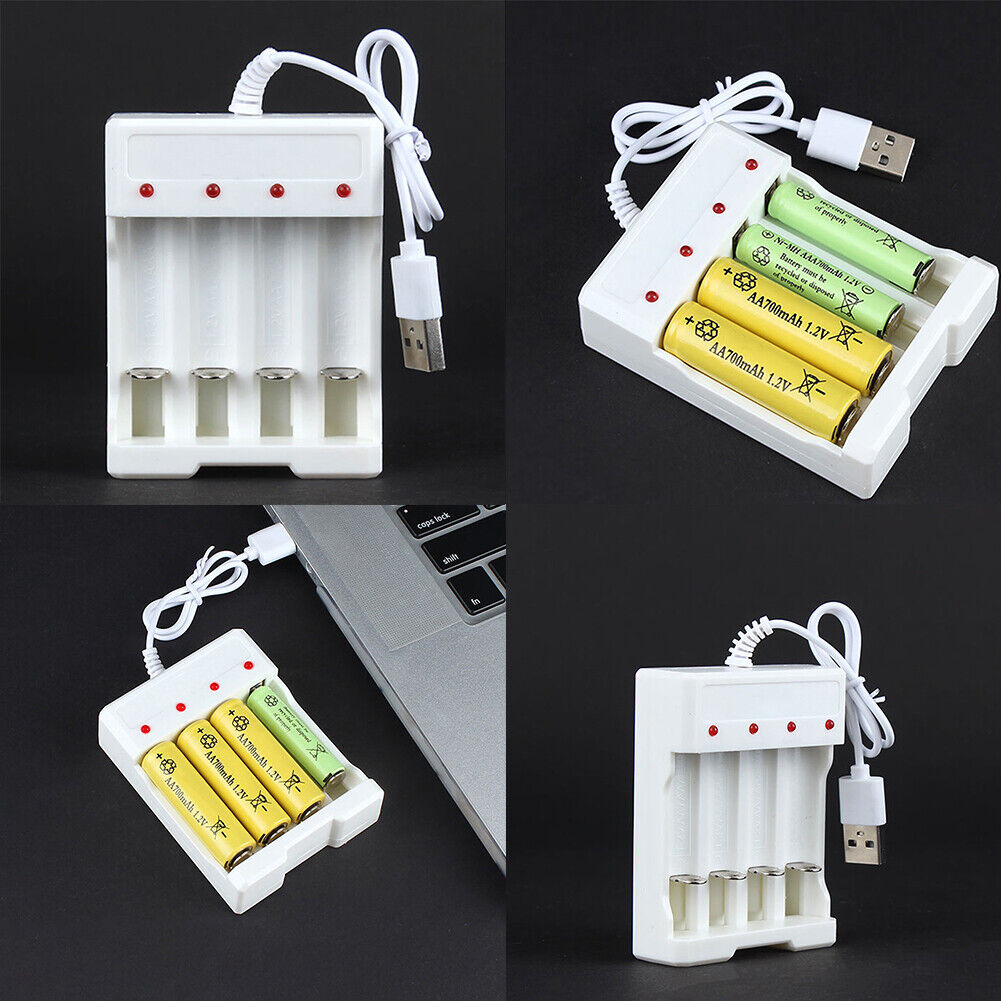 US 4 Slot Battery Charger For AA AAA Rechargeable Ni-MH Ni-CD Li-Ion Batteries