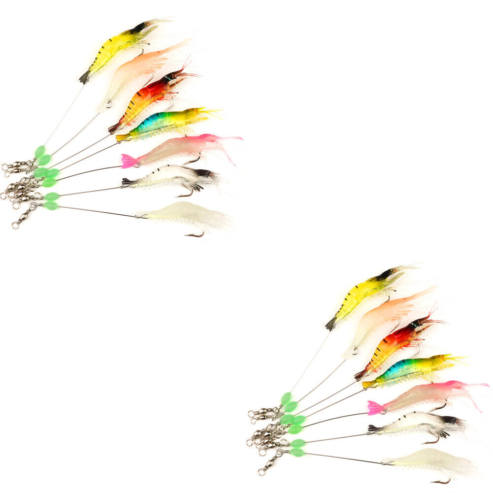 US 14-28Pack Soft Luminous Artificial Shrimp Lure Set Shrimp Bait Shrimp Fishing