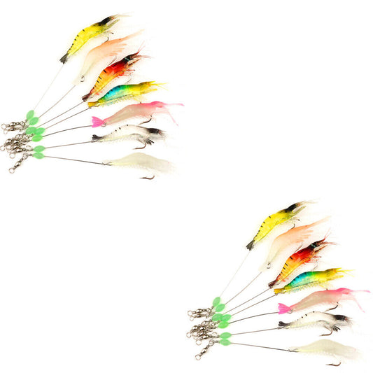 US 14-28Pack Soft Luminous Artificial Shrimp Lure Set Shrimp Bait Shrimp Fishing