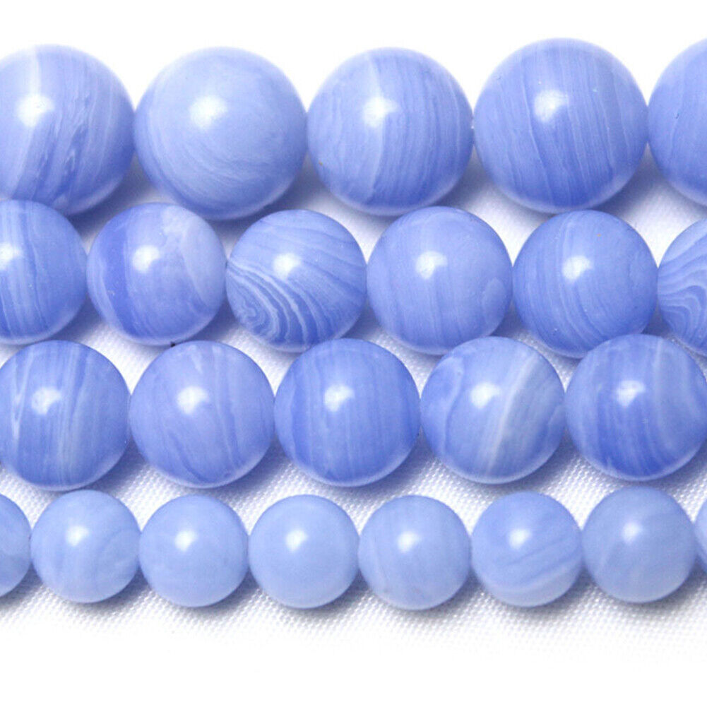 US 6/8/10 MM Purple Blue Lace Stone Beads Round Loose Bulk Beads Jewelry Making