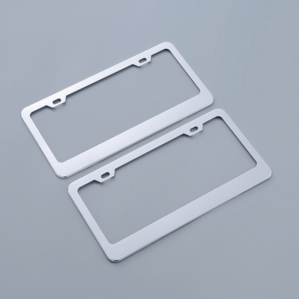 US 2-4 Pack Chrome 304 Stainless Steel Metal License Plate Frame Tag Cover Screw