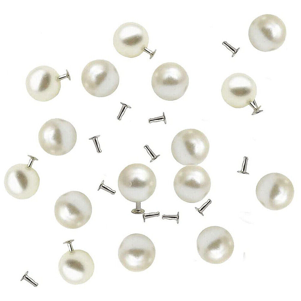 US 40~100Pc 6~12mm Half Hole Faux Pearl Rivet Studs Button DIY Accessories Pearl