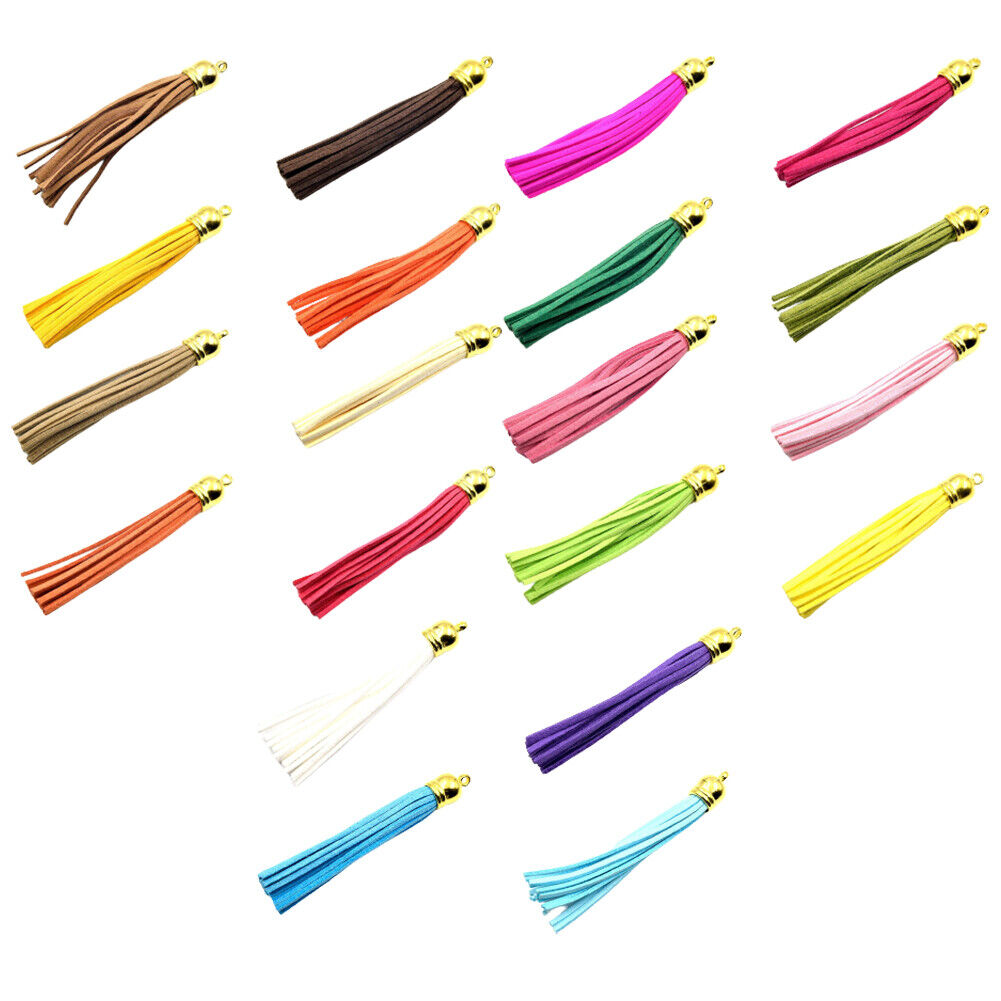 US 20-40 Pack 3" Faux Suede Tassel Pendants Keychain For Jewelry Making 20Colors