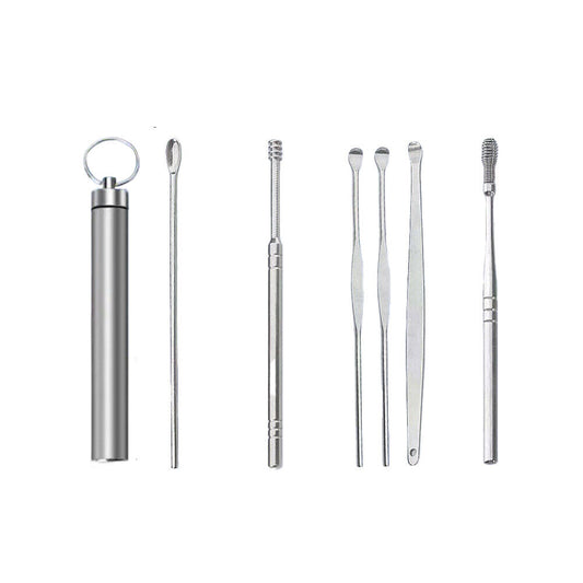US 6PCS Ear Pick Cleaning Set Spiral Tool Spoon Ear Wax Remover Cleaner Curette