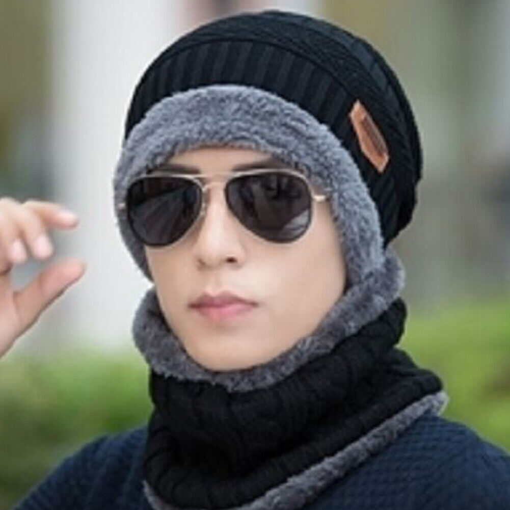 US 2-4 Pack Men Women Winter Baggy Slouchy Knit Warm Beanie Hat Scarf Set Skull