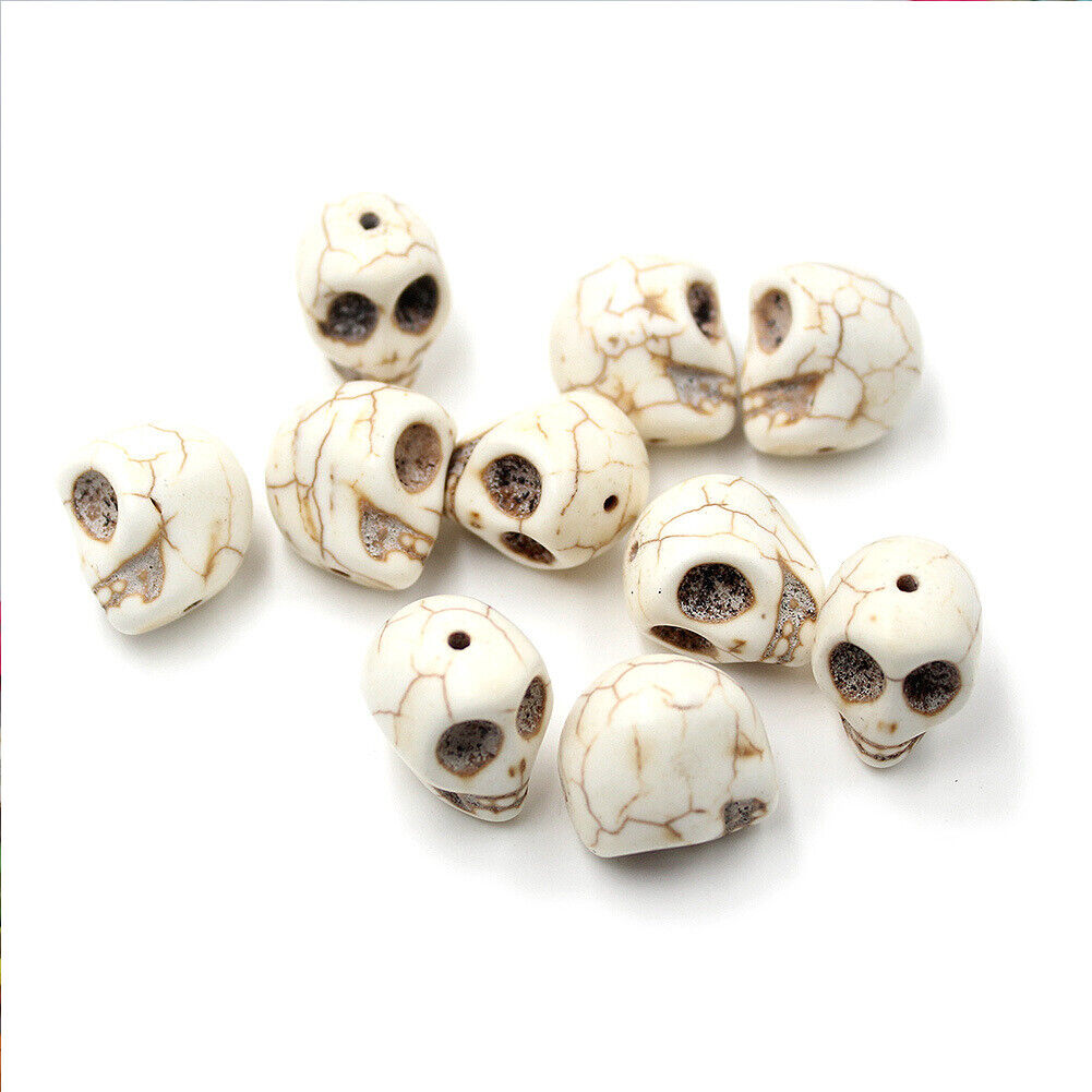 US Howlite Skull Beads Dyed Skull Shaped Beads - Available in 8mm 10mm 18mm