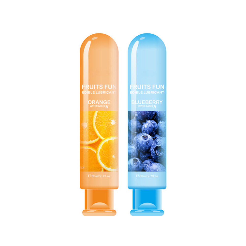US 2 Pcs Edible Fruit Flavor Lubricant Sex Lube Water Based Lube Couple Oral Sex