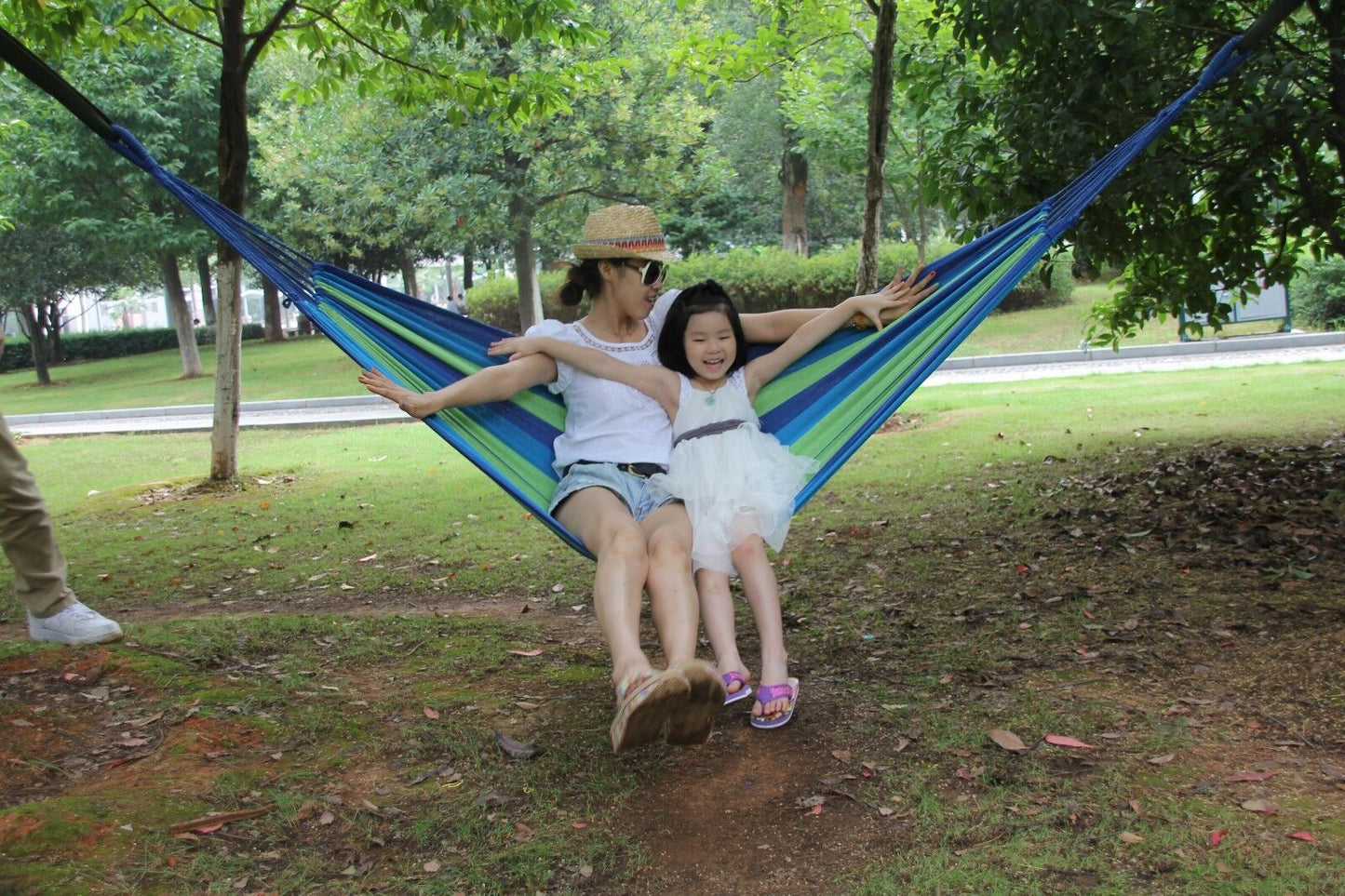 Double Layered Cotton Fabric Travel Camping Hammock,78.75''x31.5'', max 308 lbs