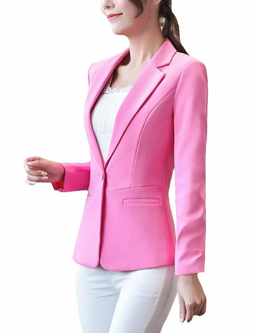 MFrannie Women Notch Lapel One Button Lined Slim Fit Blazer Jacket
