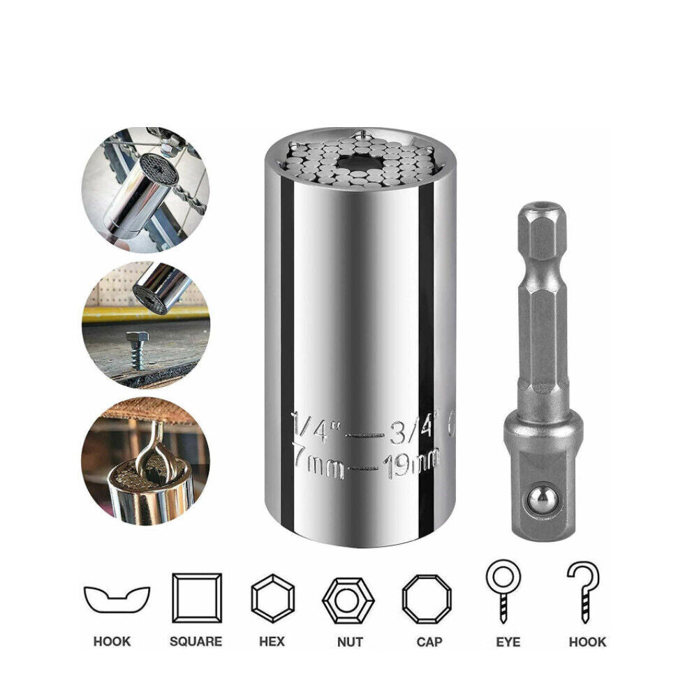 US 1-2 Pcs Universal Socket Wrench Repair Kit Power Drill Adapter Alligator Grip