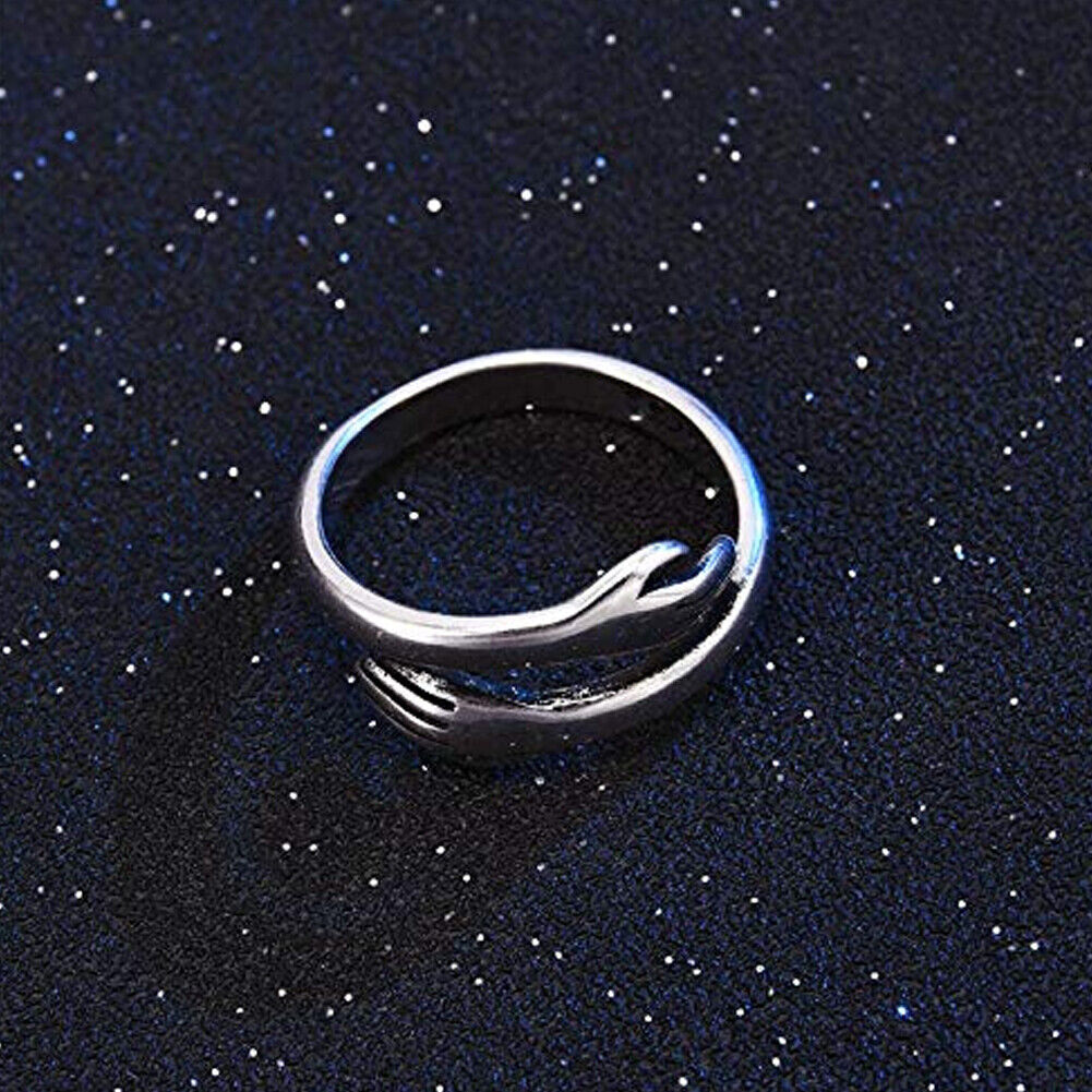 US 2-4 Pcs Give Me a Hug Ring Adjustable Couple Lover Valentine's Day Gift Girl