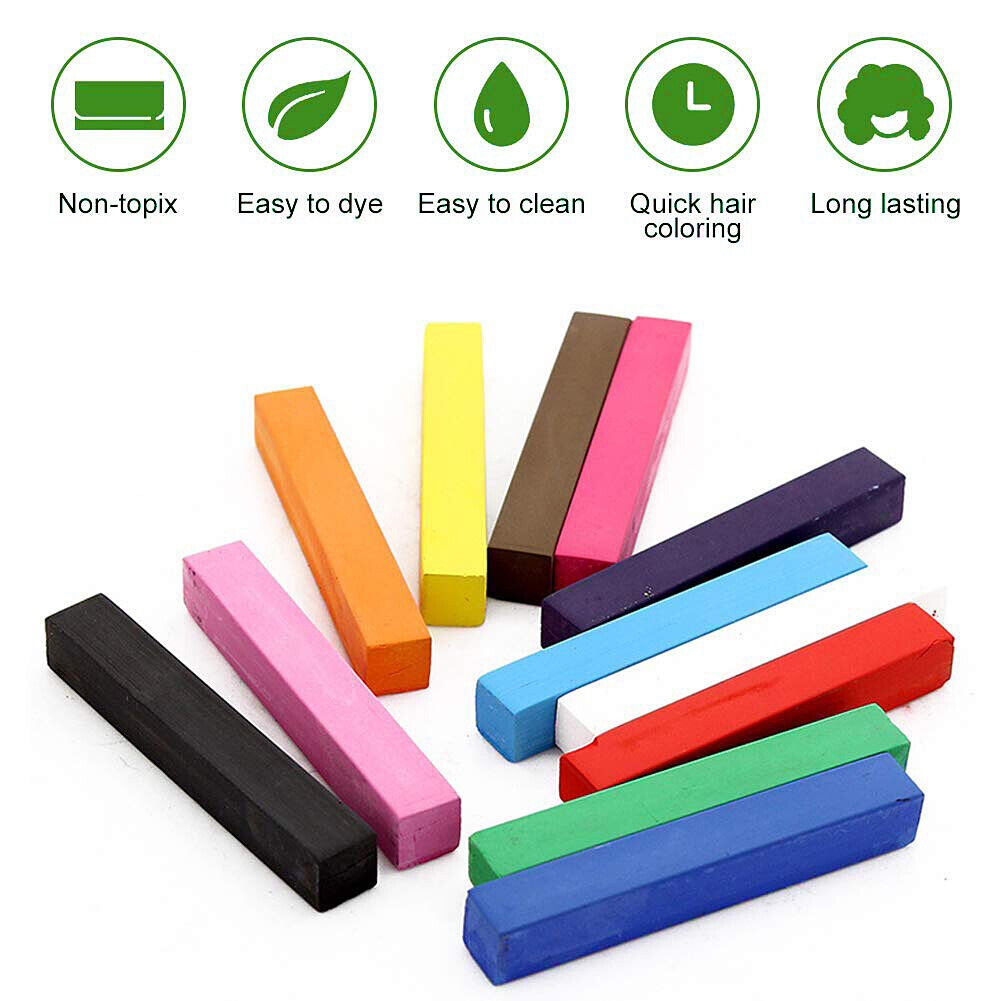 US 12-24 Color Set Temporary Hair Chalk Set Washable Color One-time Dye Kid Safe