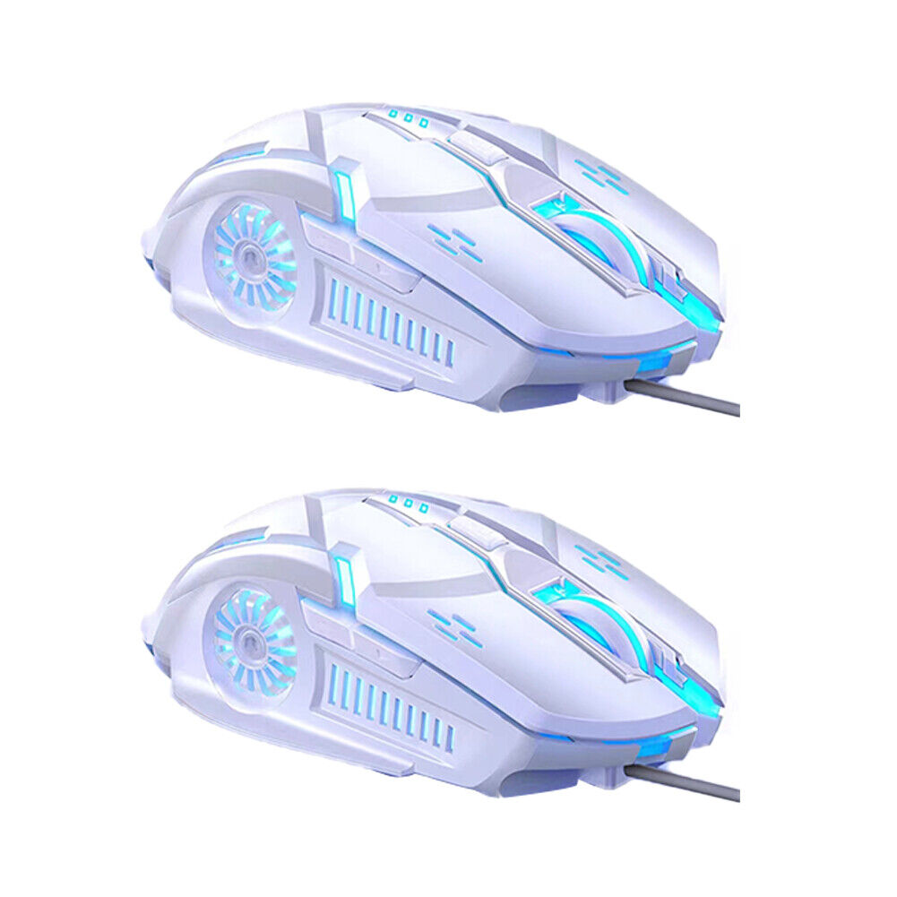 US 1-2 Pcs Wireless Mouse Gaming Rechargeable Cordless 7 Color LED Backlit PC