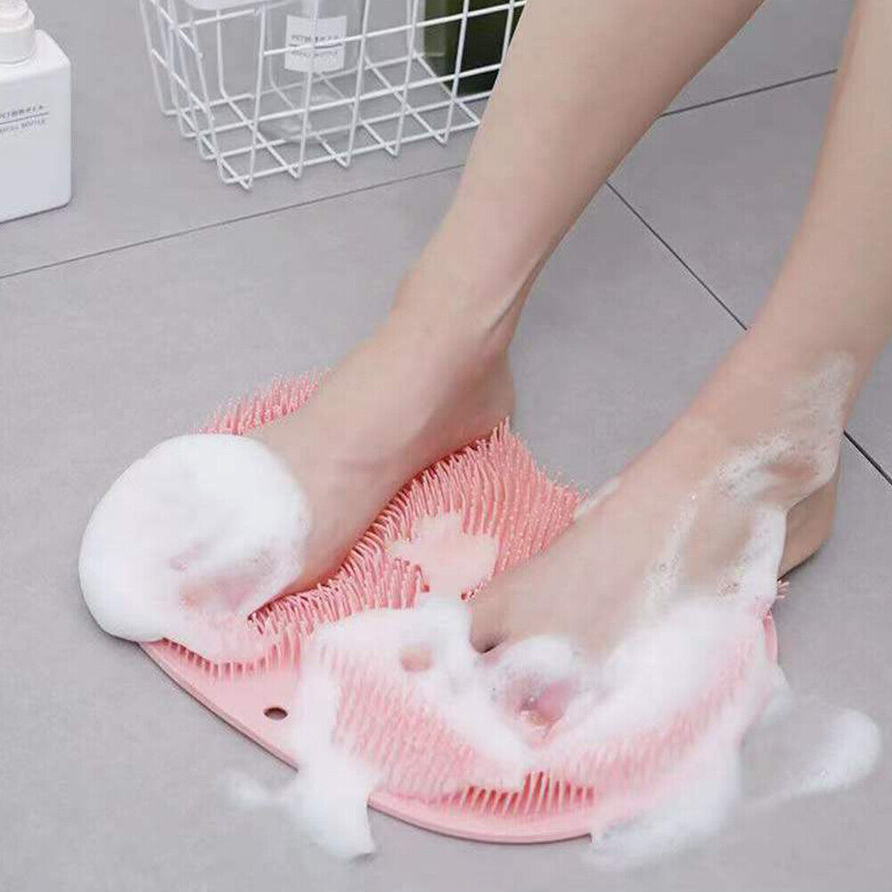 US 1-2 Pcs Shower Foot Back Scrubber Silicone Bath Massage Pad Body Wall Mounted