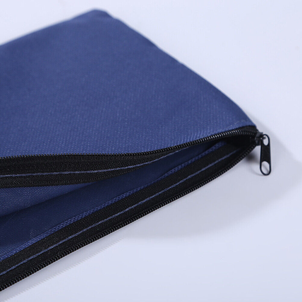 US 2-4 Deposit Bag Bank Pouch Zippered Safe Money Bag Organizer in Navy Blue