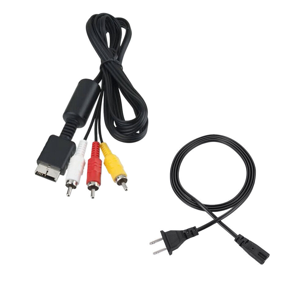 US 4-8 Pack For Sony 1/2 PS2 FAT Audio AV RCA+AC Cable Power Supply Adapter Cord