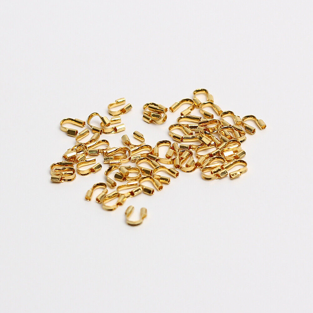 US 100 Pcs Adabele Tarnish Resistant Gold Wire Guard Thread Protector Loop